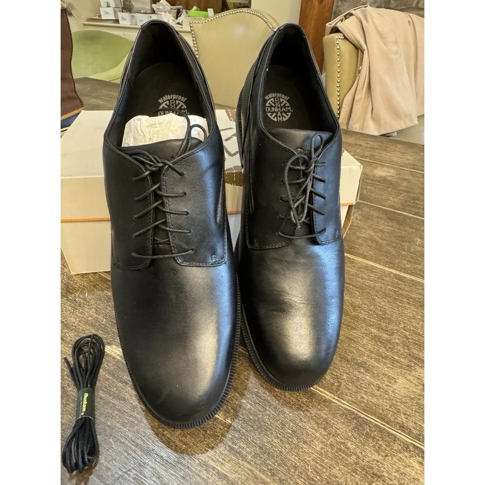 Dunham Mens‎ Burlington Black Leather Waterproof Oxford Shoe Size 17D